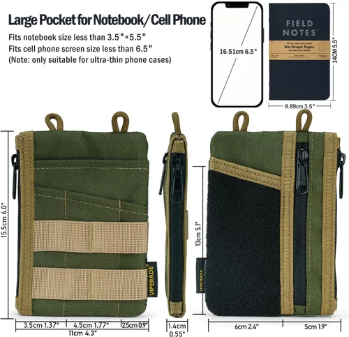 Miniatura 2 de VIPERADE VE16 Bolsa EDC, Organizador EDC para Hombres - Organizador de Bolsillo Bolsa Multiherramienta Billetera para Equipos EDC Verde/beige