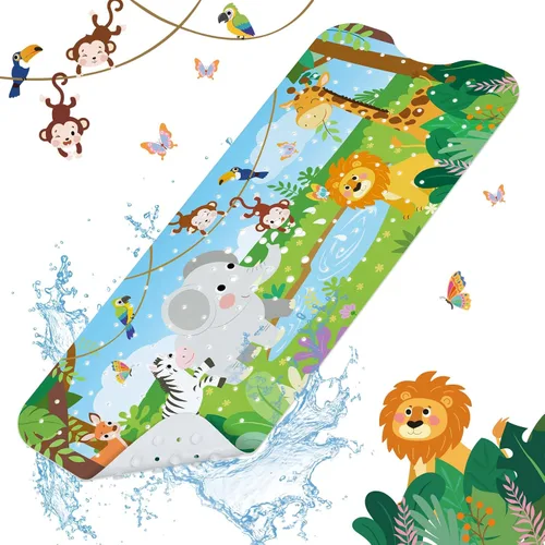 SHUCHING - Tapete de baño para bebé antideslizante de 40 x 16 pulgadas, tapete de baño antideslizante para niños, tapete de ducha para niños Animal