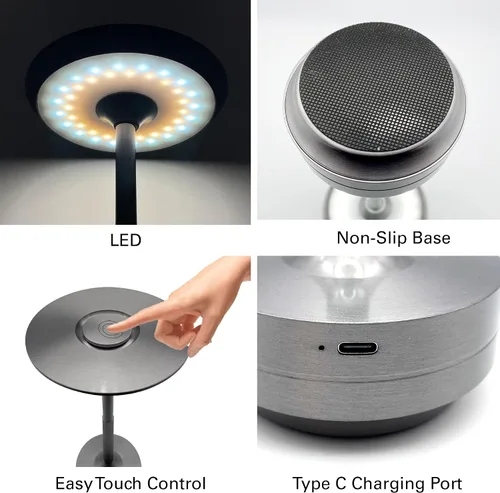Miniatura 3 de Paquete de 2 lámparas de mesa inalámbricas recargables, lámpara portátil que funciona con pilas, luz de mesa LED de atenuación continua con función