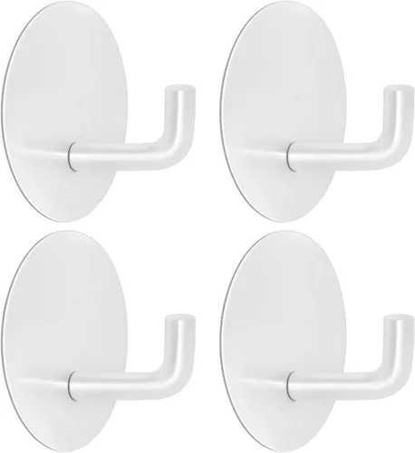 Miniatura 10 de Ganchos adhesivos para baños, 4 ganchos para toallas para colgar sombrero, bata, abrigo, ganchos para cocina, ganchos adhesivos fuertes sin daños