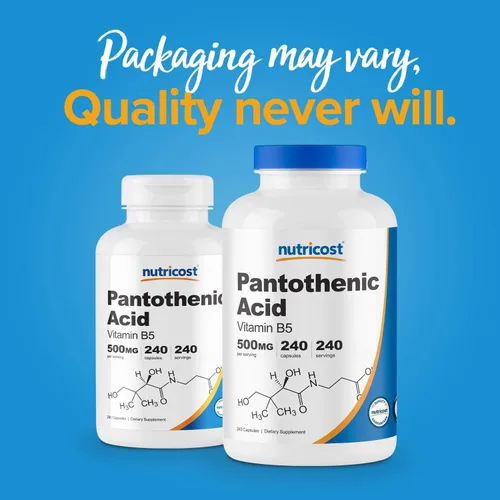 Miniatura 3 de Nutricost Ácido pantoténico (vitamina B5) 500 mg, 240 cápsulas (2 botellas)