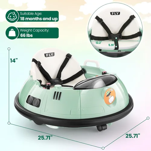 Miniatura 6 de Hikole Coche de Choque para Bebé con Control Remoto, Coche de Choque Montable de 12V Alimentado por Batería para Niños Pequeños con 3 Velocidades