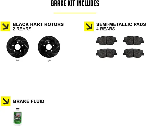 Miniatura 2 de Hart Brakes Kit Frenos y Rotores Traseros Pastillas de Freno Traseras Rotores y Pastillas de Freno Pastillas y Rotores de Freno Semimetálicos
