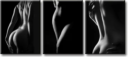 Miniatura 11 de Arte de pared para decoración de baño, 3 piezas, arte de pared en blanco y negro, pósteres sexys, impresión en lienzo, pintura de silueta nebulosa