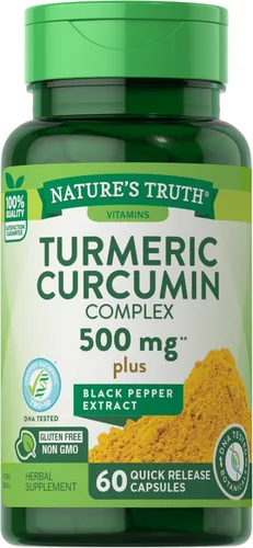Nature's Truth, Complejo de curcumina de cúrcuma más extracto de pimienta negra, 500 mg, 60 unidades
