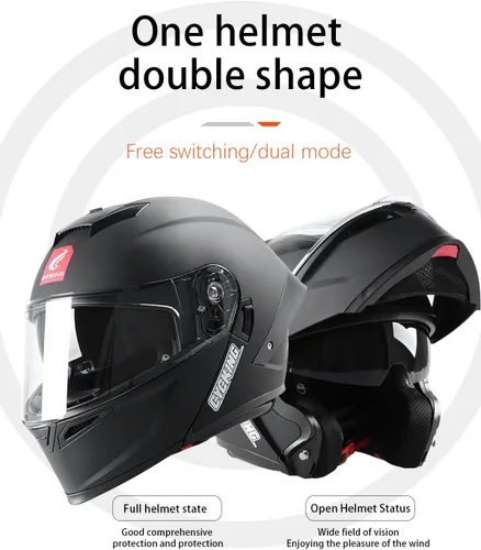 Miniatura 5 de Modular Motorcycle Helmet, Flip Up Full Face Helmet with Dual Visor & Smoked Sunshield, DOT Approved Street Bike Helmet for Men & Women, Quick