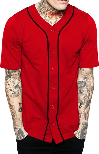 Miniatura 8 de Hat and Beyond camiseta de béisbol para hombre con botones hipster hip hop