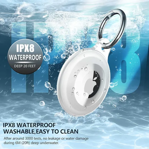 Miniatura 2 de Paquete de 4 fundas porta llaves impermeables IPX8 compatibles con AirTag, ligeras, antiarañazos, fácil instalación, suave de cuerpo completo a