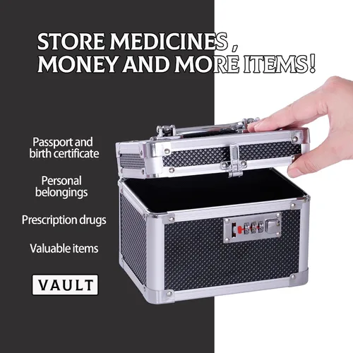 Miniatura 3 de Cajas pequeñas con cerradura de combinación para medicamentos con código para artículos personales, caja de seguridad para medicamentos y documentos