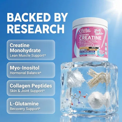 Miniatura 3 de Creatina para Mujeres Monohidrato de Creatina + BCAA Polvo Mio-Inositol Colágeno Biotina Ácido Hialurónico Folato L Glutamina Vitamina D3 Hierro