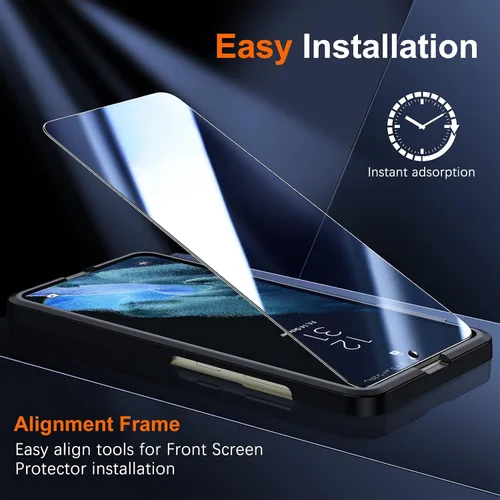 Miniatura 5 de Paquete de 3 + 2 unidades UniqueMe compatible con Samsung Galaxy S21 FE 5G (no para Galaxy S21), protector de pantalla de vidrio templado
