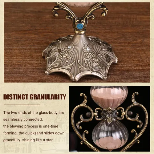 Miniatura 3 de Reloj de arena grande, reloj de arena de 60/30 minutos, temporizador de arena giratorio de 360°, reloj de arena de metal en relieve, utilizado