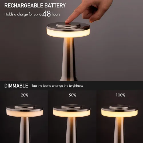 Miniatura 2 de Lámpara de mesa LED portátil O'Bright con sensor táctil, 3 niveles de brillo, batería recargable de hasta 48 horas de uso, luz nocturna