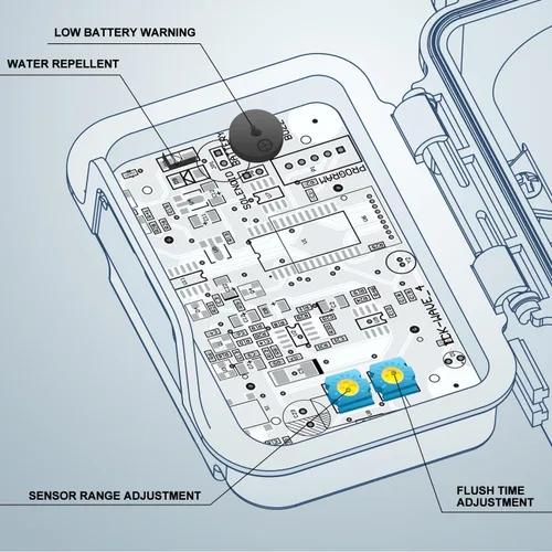 Miniatura 3 de Techo Kit de descarga de inodoro sin contacto, sensor ajustable, 1256315 Adapt k1954, descargador automático de inodoro - fácil de instalar