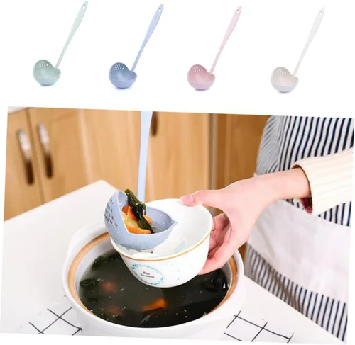 Miniatura 3 de Cuchara de sopa de paja de trigo 2 1 Cucharas de gachas de mango largo Cucharas de sopa Laddle Suministros de cocina Cuchara de paja de trigo