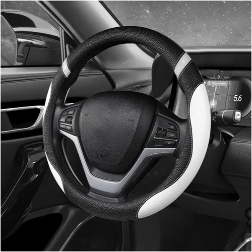 Miniatura 9 de Funda para volante de automóvil, 15 pulgadas, de cuero de alta calidad, transpirable, antideslizante, protector universal para volante cómodo