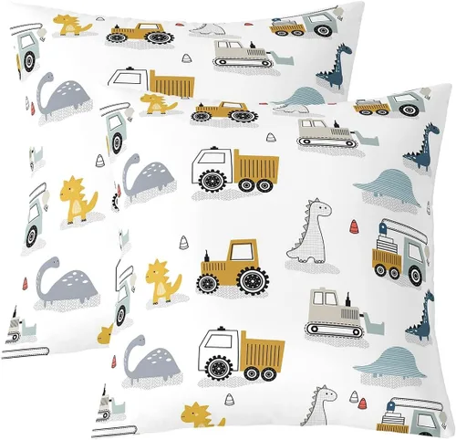 Miniatura 23 de Juego de 2 fundas de almohada de construcción de 16 x 16 pulgadas, fundas de almohada suaves para camiones, fundas de cojín para sala de estar