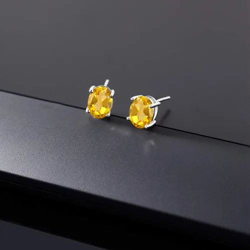 Miniatura 275 de Gem Stone King Aretes de oro de 14 quilates con piedra natal ovalada de 0.315 x 0.236 in Aretes de oro para mujer