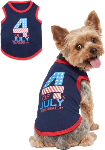 Miniatura 8 de Ropa para cachorros pequeños y XS para el 4 de julio, camisetas para perros del Día Independiente con la bandera de Estados Unidos para niño y niña