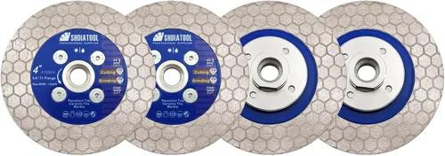 Miniatura 19 de SHDIATOOL Hoja de sierra de diamante de 4 pulgadas, rueda de disco de molienda de corte de azulejos de 4.134 in para piedra artificial de granito