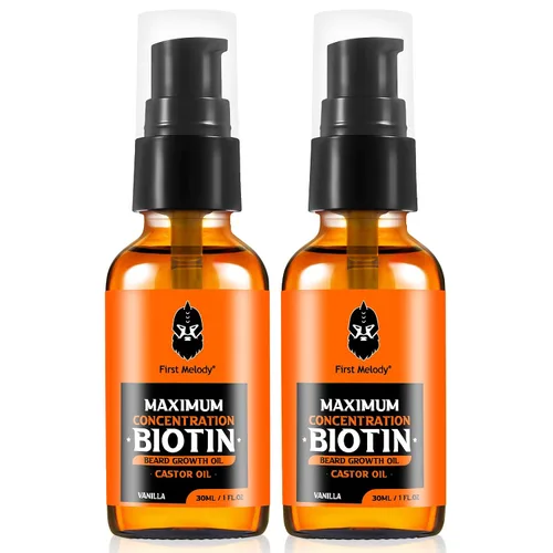 Miniatura 9 de First Melody Aceite para barba, biotina espesante maximun, con aceite de ricino y aceites de argán y jojoba, promueve el crecimiento de la barba