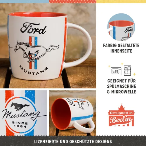 Miniatura 3 de Nostalgic-Art Taza de café retro, 11.2 oz, Ford Mustang Set 1 (juego de 3) – Idea de regalo para los fanáticos de Ford, producto oficial de licencia