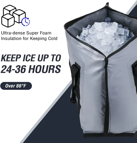 Miniatura 3 de Buffalo Gear Enfriador de pescado aislado – Bolsa de fondo plano impermeable de 27.5 cuartos de galón, 58 cuartos de galón, a prueba de fugas