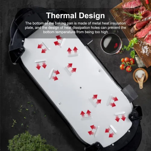 Miniatura 2 de Olla caliente de 27" con parrilla, parrilla eléctrica de barbacoa coreana de 2200W antiadherente para 2-12 personas, control de temperatura dual