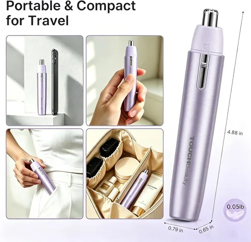 Miniatura 8 de TOUCHBeauty Recortadora eléctrica de pelo de nariz – Recortadora de pelo de nariz con punta redonda, sin dolor, sin tirones, con cuchillas