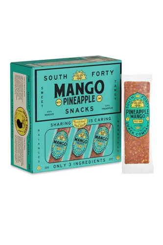 South 40 Snacks - Barra de frutas tropicales de piña, mango y lima, solo 3 ingredientes, cuero de frutas secas reales (barra de 1.51 onzas, paquete