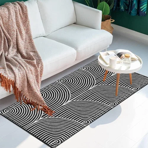 Miniatura 19 de Tiffasea Alfombra de Pasillo Lavable 2' x 5', Alfombra de Pasillo de Cocina Tejida de Algodón Alfombra de Entrada Negra y Blanca Interior/Exterior