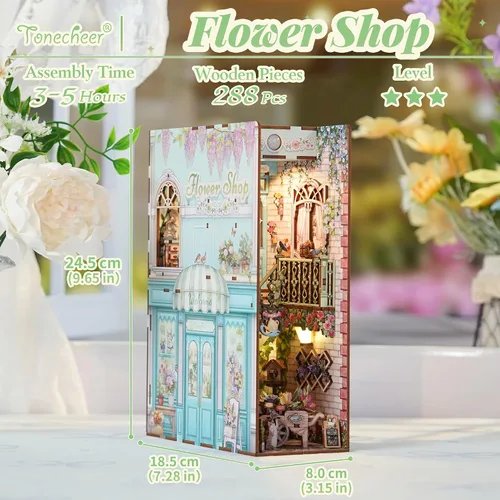 Miniatura 3 de Tonecheer Kit de rincón de libros para adultos, rompecabezas 3D de madera de Booknook, kit de casa en miniatura, decoración de estantería