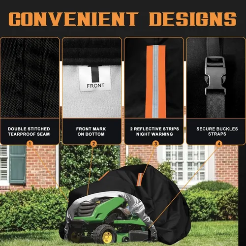 Miniatura 3 de Funda para cortacéspedes de montar impermeable para exteriores, fundas resistentes para tractor 600D anti-UV, ajuste universal para plataformas