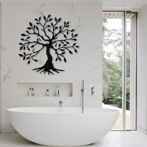 Miniatura 3 de Kuestboy Arte de pared de metal con árbol de la vida, árbol de la vida, decoración de metal negro, árbol genealógico, decoración de pared