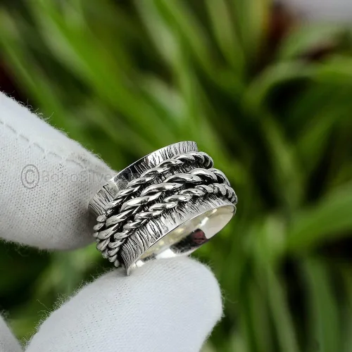 Miniatura 3 de Spinner Silver Ring, 925 Silver Jewelry For Women, Statement Ring Silver, Spinner Band Rings, Bohemian Silver Ring, Minimalist Spinner Ring, Dainty