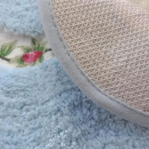 Miniatura 4 de Bonita alfombra de área de flores de rosas en forma de corazón para un baño súper suave, antideslizante, absorbente, alfombra de baño floral Azul