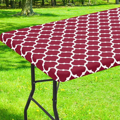 Miniatura 43 de Smiry Mantel cuadrado para mesa de pícnic, manteles de camping impermeables elásticos ajustables, protector de mantel de vinilo con respaldo de Gris