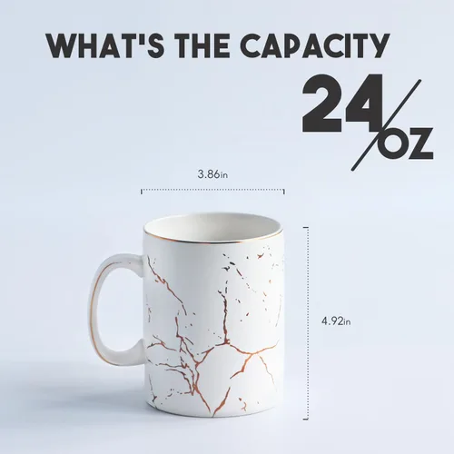 Miniatura 2 de harebe Taza de café negra extra grande de cerámica de 24 onzas con asa, tazas altas y calientes de gran tamaño, aptas para lavavajillas, taza