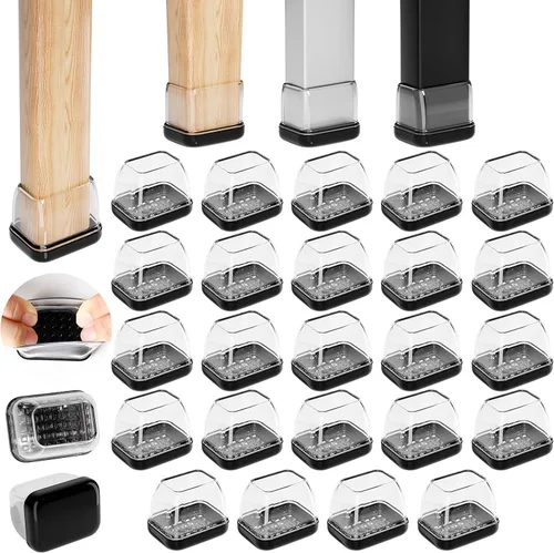 Miniatura 10 de Ezprotekt Deslizadores de patas de silla para alfombra, 8 piezas rectangulares para alfombras, almohadillas para muebles, tapas protectoras de patas