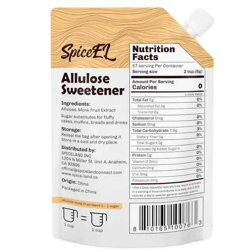 Miniatura 2 de SPICEEL Edulcorante de fruta de monje con alulosa, sustituto del azúcar blanco sin calorías, sin eritritol, apto para dieta cetogénica, de extracto
