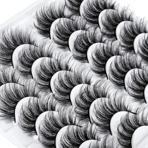 Miniatura 3 de LANFLOWER Pestañas postizas de aspecto natural 3D, pestañas de visón sintético esponjosas, pestañas de volumen de 0.787 in, pestañas hechas a mano