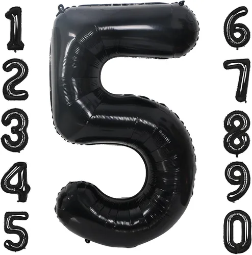 Miniatura 33 de Globos de 40 pulgadas negros con número 0 de helio, globos negros gigantes con número 0 para decoraciones de fiesta de cumpleaños, aniversario, baby