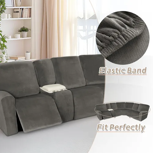 Miniatura 6 de Arfntevss Fundas para sofá reclinable seccional, de terciopelo, lavable, para sofá reclinable, elástica, suave, gruesa, en forma de L, juego