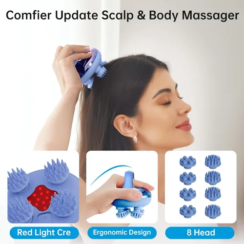 Miniatura 2 de COMFIER Masajeador de Cuero Cabelludo Inalámbrico para Crecimiento Capilar con 3 Modos de Amasado, Masaje de Cabeza Impermeable con 8 Garras