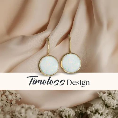 Miniatura 23 de 14k Solid Yellow Gold Gemstone Earrings - Birthstone Earrings - 8mm Dangle Earrings, Dainty Gemstones Earrings, Bridal Handmade Wedding Jewelry Gift