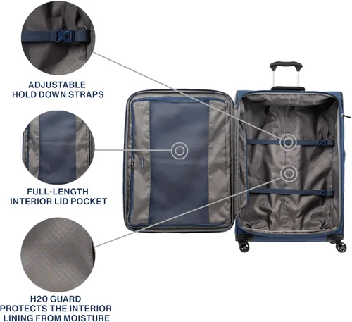Miniatura 5 de Travelpro Tourlite Softside Equipaje Expandible con 4 Ruedas Giratorias, Maleta Ligera, Hombres y Mujeres, Azul, Grande a cuadros, 29 pulg., Equipaje