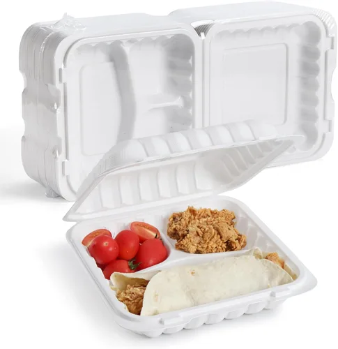 Miniatura 8 de YANGRUI Contenedores para Alimentos de 9 x 6 pulgadas, 28 onzas, paquete de 50 unidades – Envuelto en Plástico PP Relleno de Minerales Libre de BPA