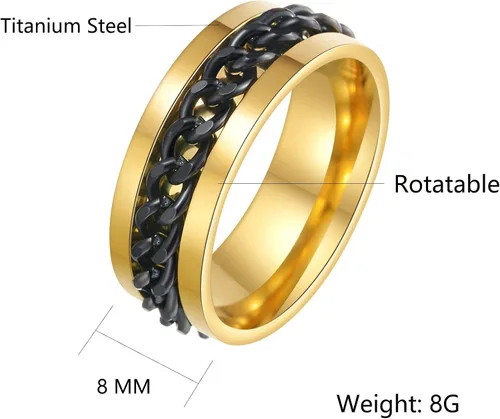 Miniatura 85 de Anillos giratorios para la ansiedad para hombre, anillos clásicos de cadena para mujeres y adultos, anillo de acero de titanio