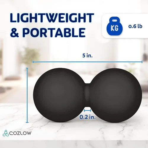 Miniatura 5 de COZLOW Bola de masaje de silicona doble lacrosse - Negro - Rodillo de punto de activación de maní para movilidad, terapia de tejido profundo