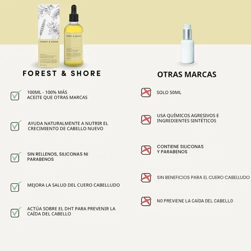 Miniatura 4 de Forest & Shore Aceite para el crecimiento del cabello, 100% natural, con cafeína, biotina, ricino, argán y romero, suero eficaz para cabello dañado